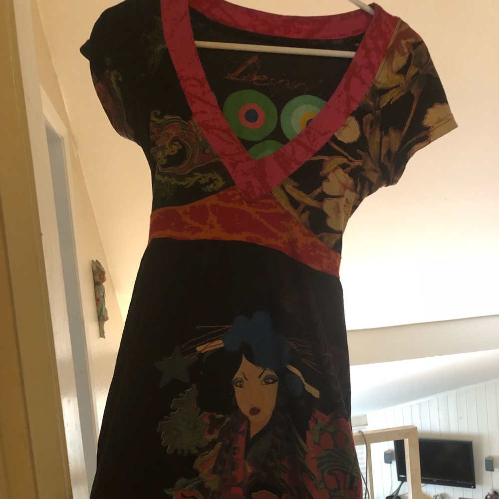 Asian themed print dress